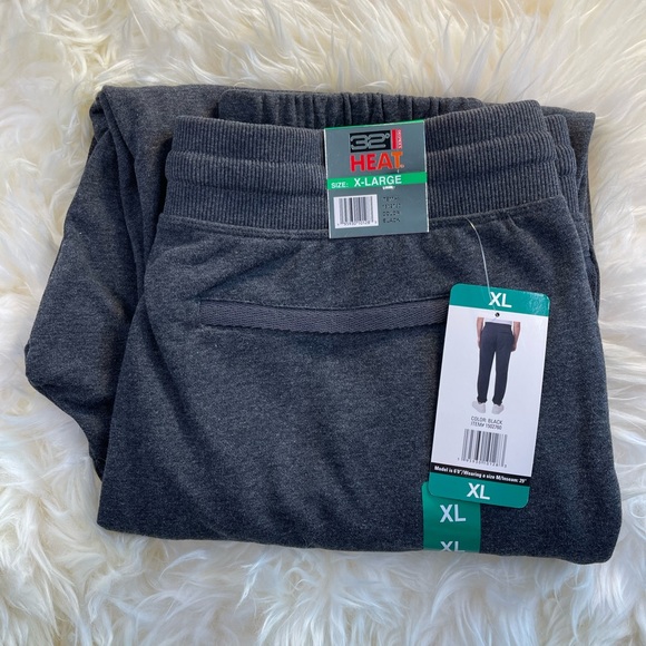 Men's 32 Degrees Heat Jogger Sweatpants, Black Grey Size XL - Picture 3 of 5
